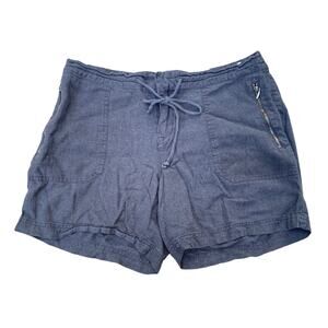 Supplies Heathered Grey Linen Blend Shorts Zipper Pockets Elastic Waist Size 10